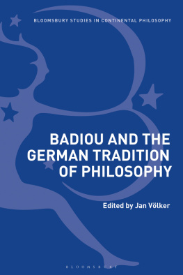 Jan Völker Badiou and the German Tradition of Philosophy