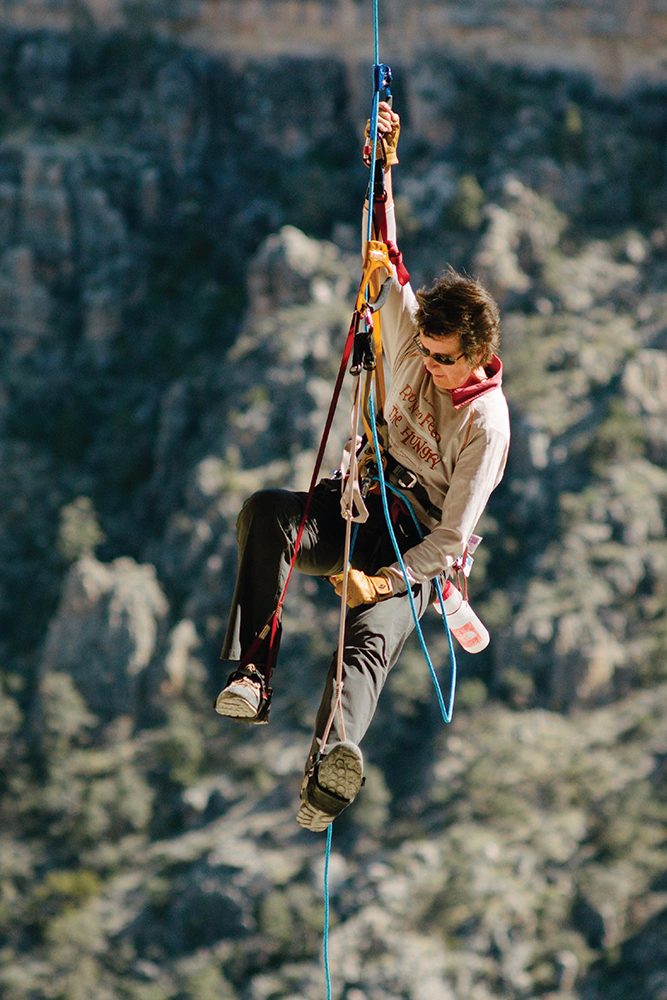 First practice day on the ninety-foot rope hanging a thousand feet high Mt - photo 2