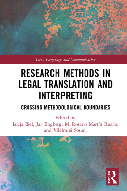 Biel Łucja Research methods in legal translation and interpreting : crossing methodological boundaries