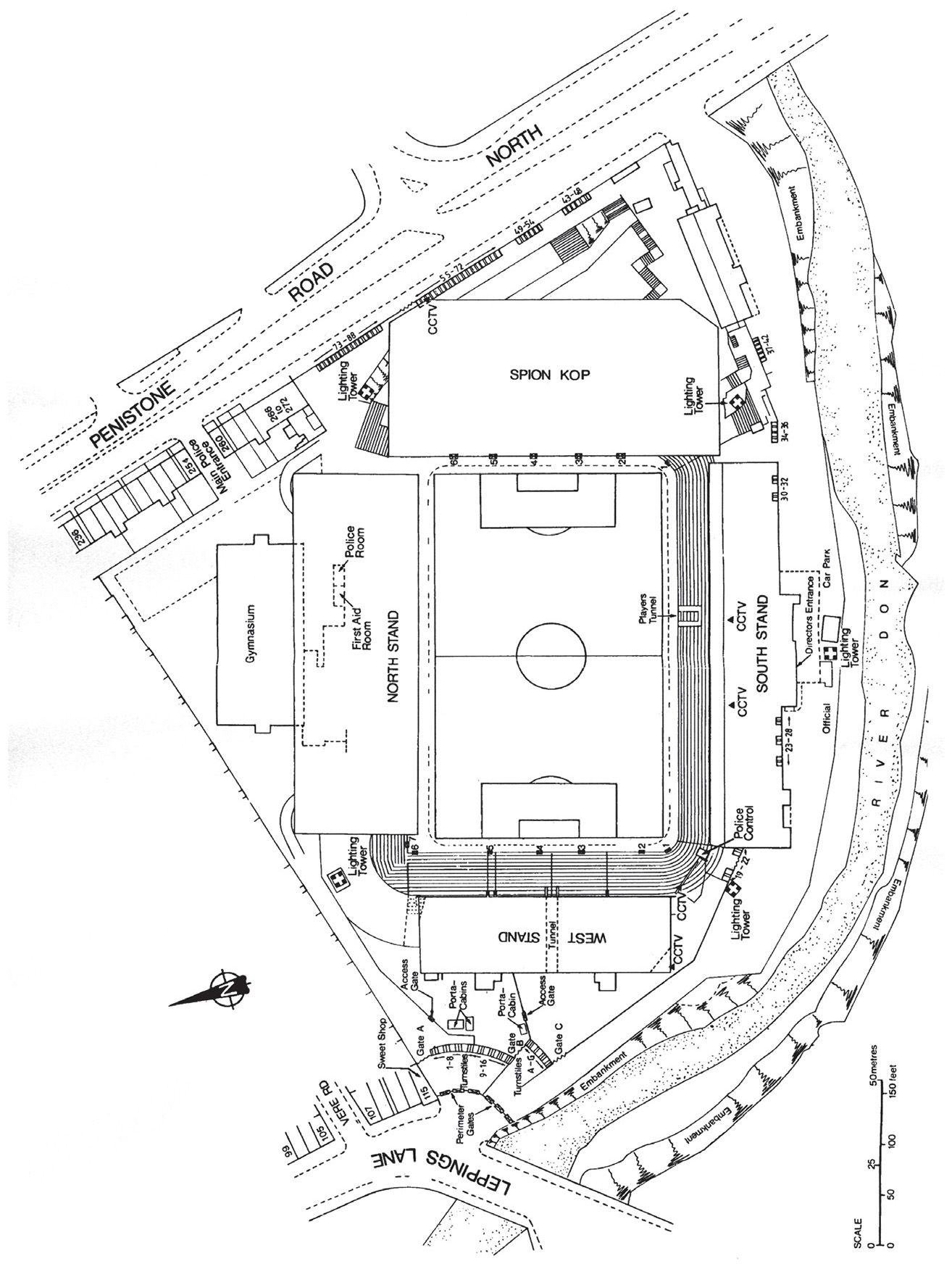 Map of Hillsborough Stadium and Approaches April 1989 from Lord Justice - photo 3