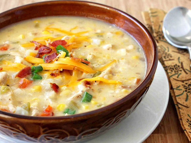 Savory potato chowder has bacon and cream cheese included making it very rich - photo 8