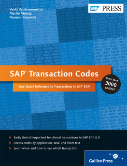 Venki Krishnamoorthy - SAP Transaction Codes