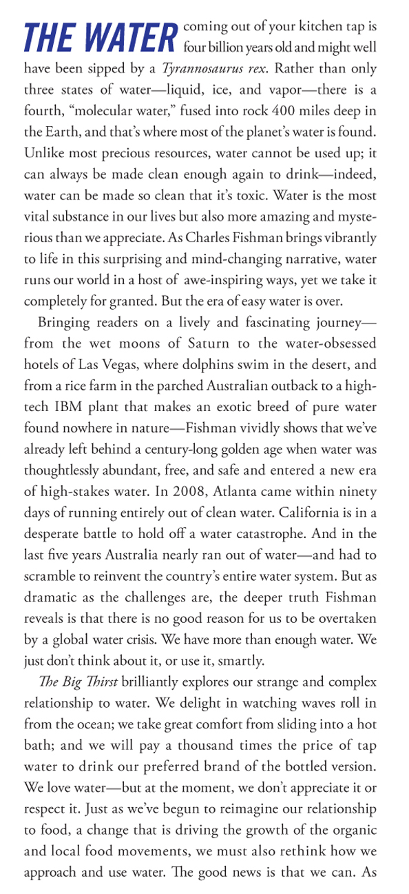 The big thirst a tour of the bitter fights breathtaking beauty relentless innovation and big business driving the new era of high-stakes water - image 1