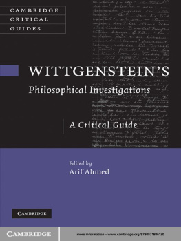 Dr Arif Ahmed Wittgensteins Philosophical Investigations