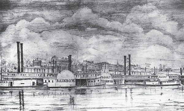 Sketch of the Portland Wharf near its peak of steamboat activity in 1853 - photo 4