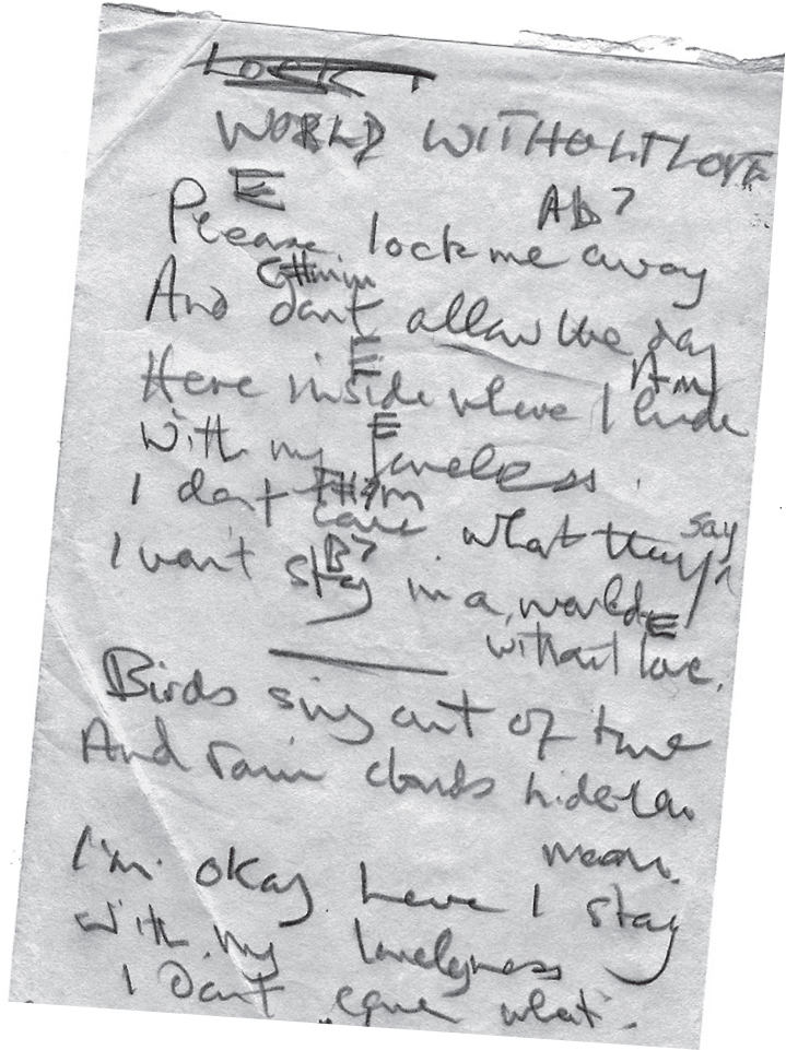 Paul McCartneys handwritten lyrics to the verses of A World Without Love - photo 5