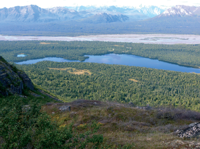 This view looking west from Denali State Parks Kesugi Ridge shows Byers Lake - photo 10