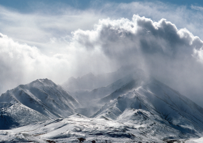 Seen from Polychrome Pass a September storm drops snow on Alaska Range - photo 14