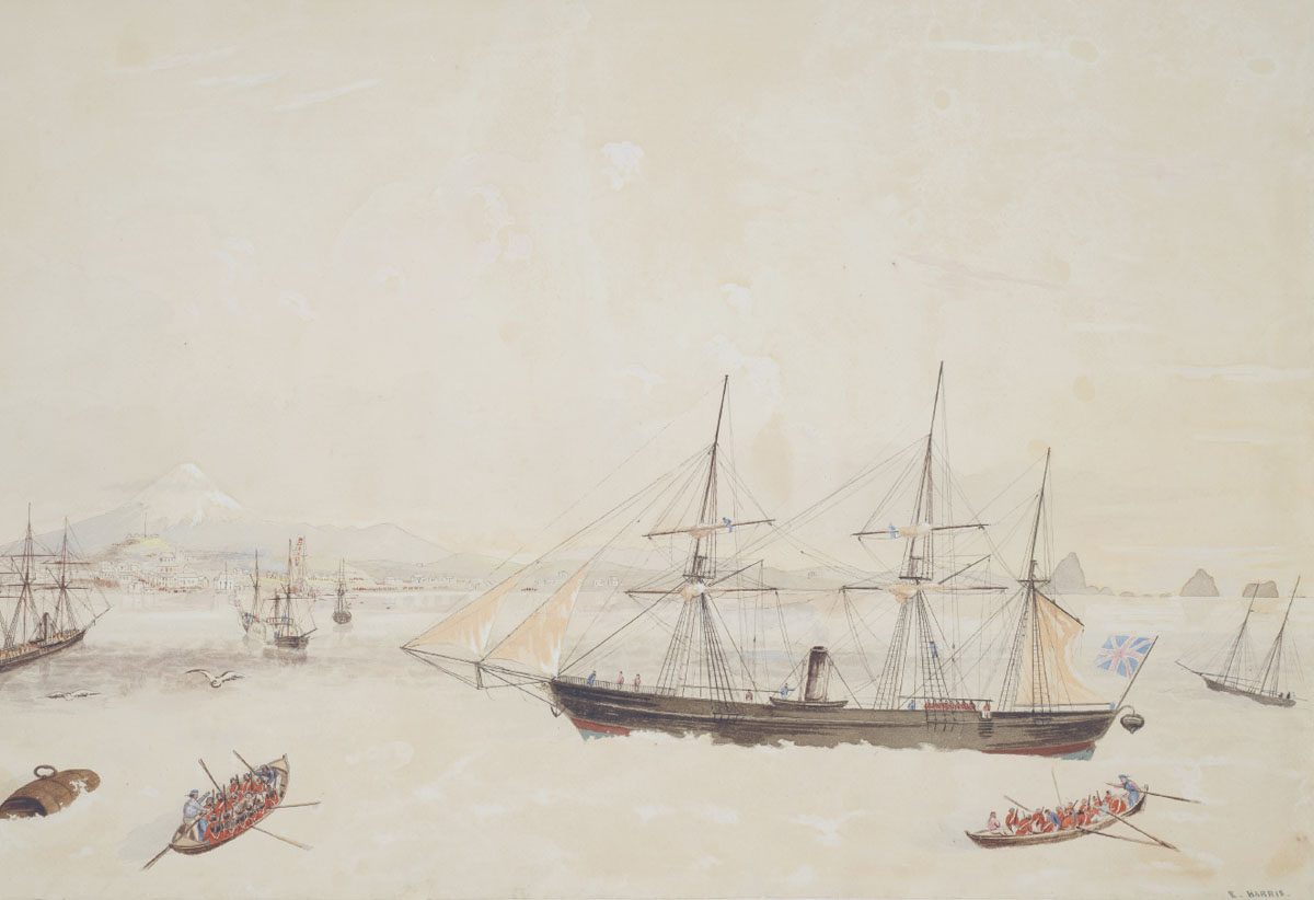 Marines disembarking the Victoria at New Plymouth Watercolour by Edwin Harris - photo 4