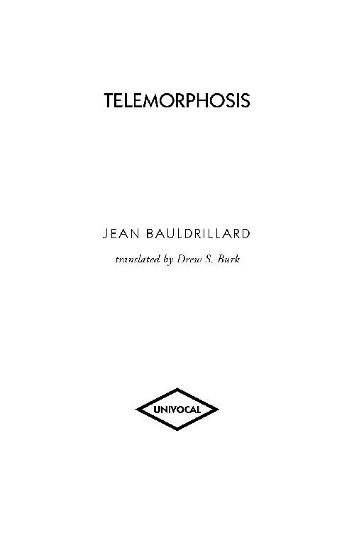 L levage de poussire and Tlmorphose by Jean Baudrillard 2001 Sens Tonka - photo 1