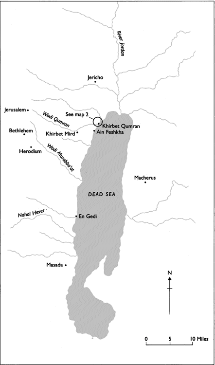 Map 1 The area surrounding the Dead Sea showing Qumran Map 2 The Caves of - photo 3