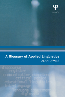 Alan Davies A Glossary of Applied Linguistics