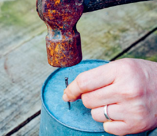 Use a hammer and sturdy nail to make a few drainage holes in the base of - photo 9