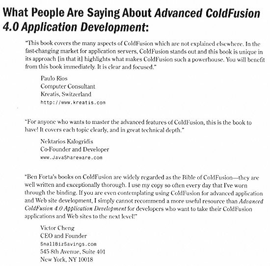 Page iii Advanced ColdFusion 40 Application Development Ben Forta with - photo 2