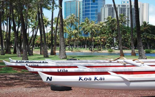 canoes on Magic Island surfboards on Waikiki beach From the Polynesian - photo 9