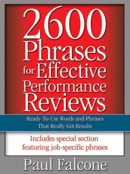 Paul FALCONE 2600 phrases for effective performance reviews : ready-to-use words and phrases that really get results