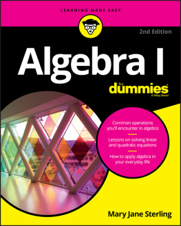 Mary Jane Sterling - Algebra I for Dummies