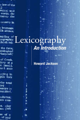 Howard Jackson - Lexicography: An Introduction
