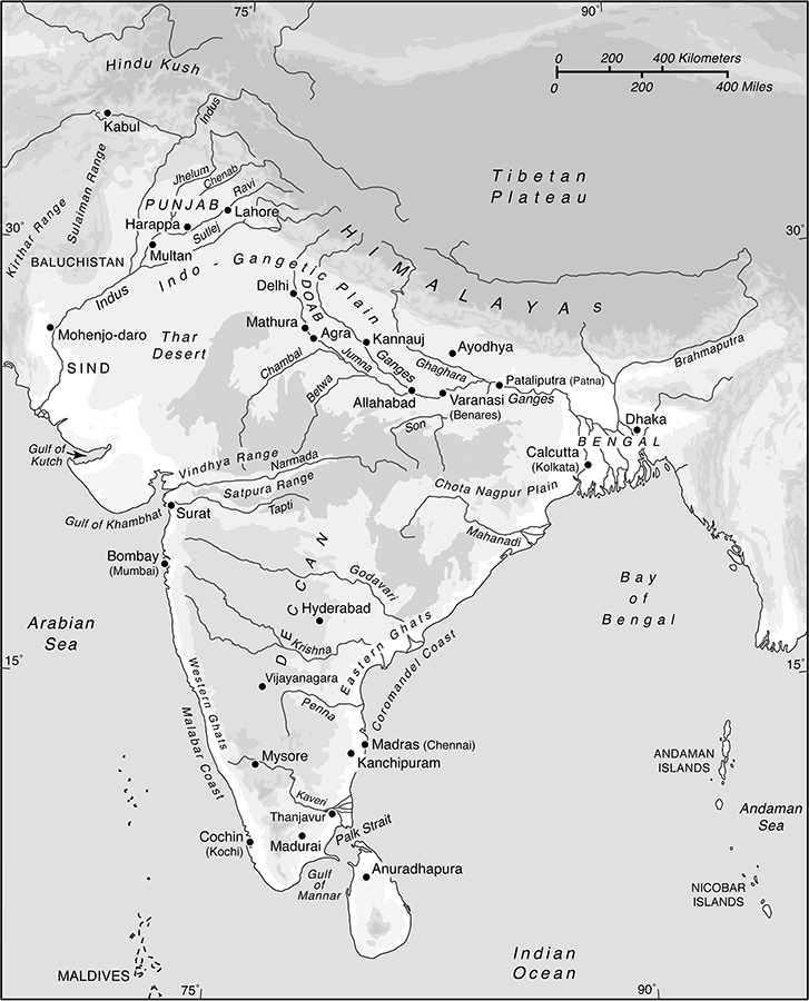 Map of the topography of the Indian subcontinent with selected sites Note The - photo 2