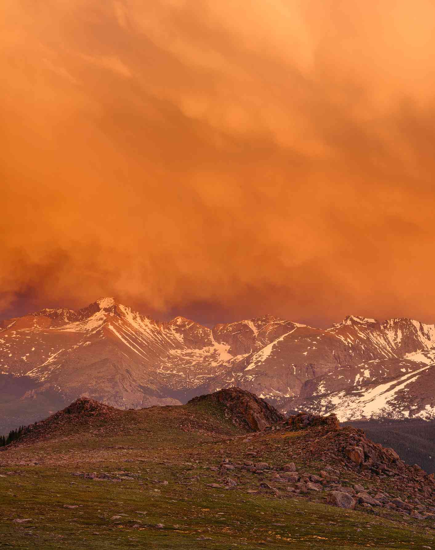 Stormy sunset over Longs Peak from the Ute Trail Rocky Mountain National Park - photo 2