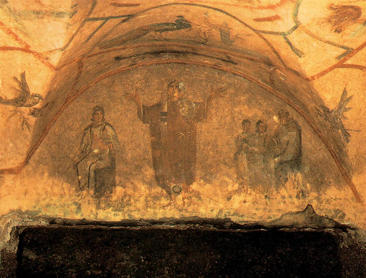 Teacher and Pupils Orant and Child 3 rd century Wall painting in a lunette - photo 4