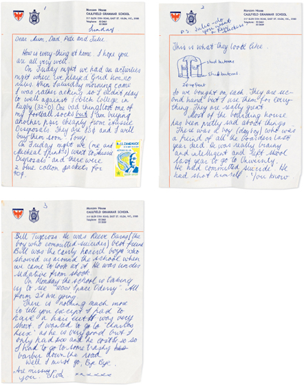 Letter sent from Nick Cave to his family while in boarding school 1971 - photo 9