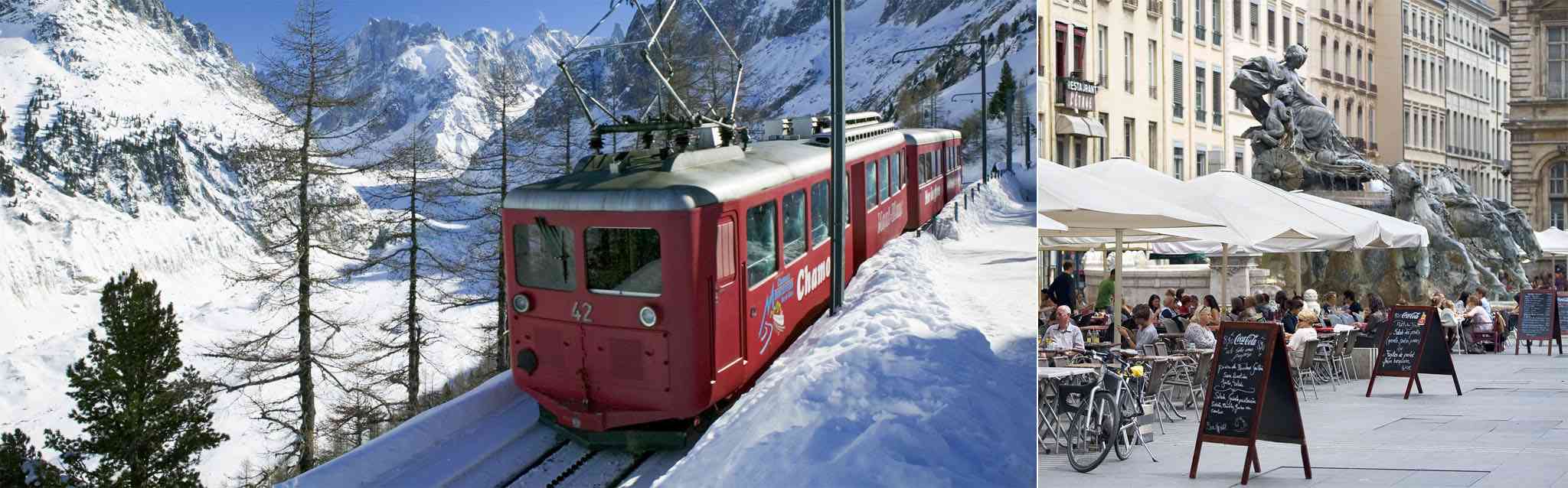 Left The little red Train du Montenvers Chamonix Right Cafs in the Place des - photo 5