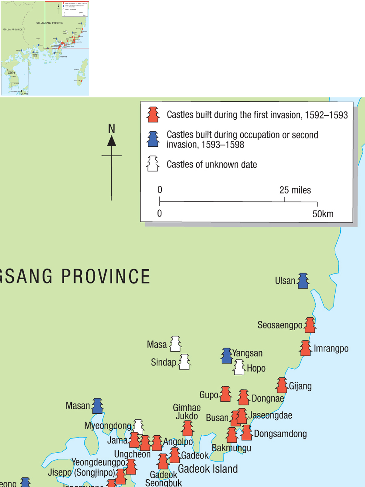 Map of the southern part of South Korea showing the locations of the wajo - photo 5