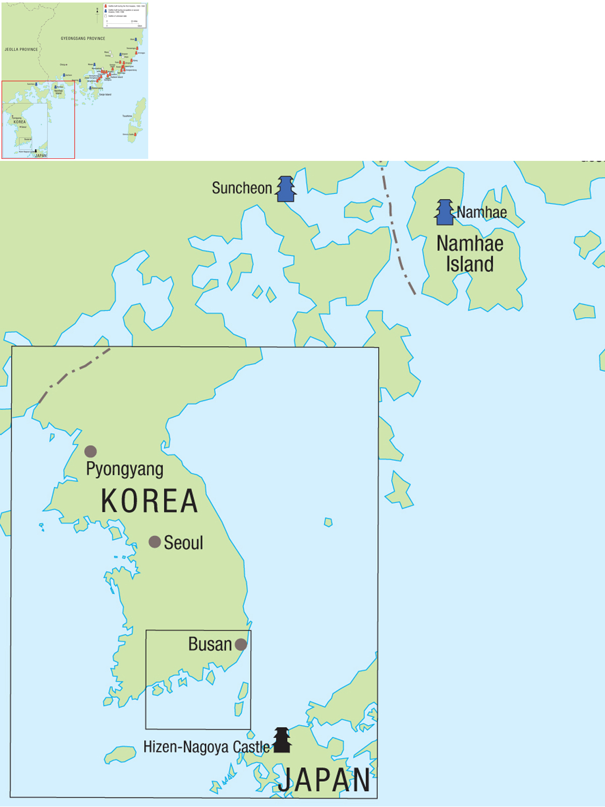 Map of the southern part of South Korea showing the locations of the wajo - photo 6