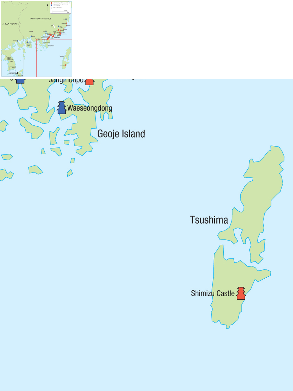 Map of the southern part of South Korea showing the locations of the wajo - photo 7