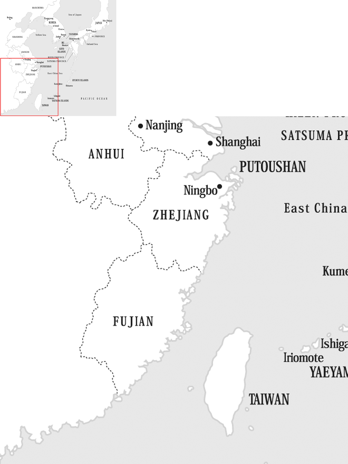 Map of China Japan Korea and the Ryukyu Islands showing the main sea areas - photo 5