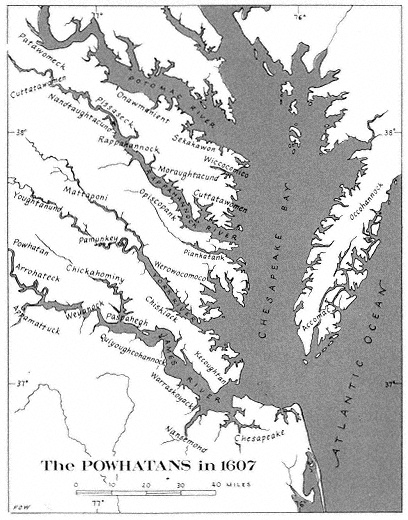 The Powhatans in 1607 Base map after Bathymetry of the Chesapeake Bay - photo 2