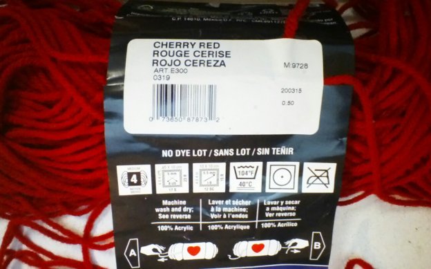 On this label of Red Heart Super Saver yarn we see this is an acrylic yarn with - photo 1