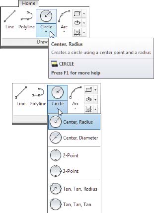 Fig 18 The tooltip for the Circle tool and its popup menu Fig 19 The - photo 12