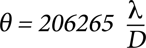 where is the wavelength of light in metres and D is the diameter of the mirror - photo 1