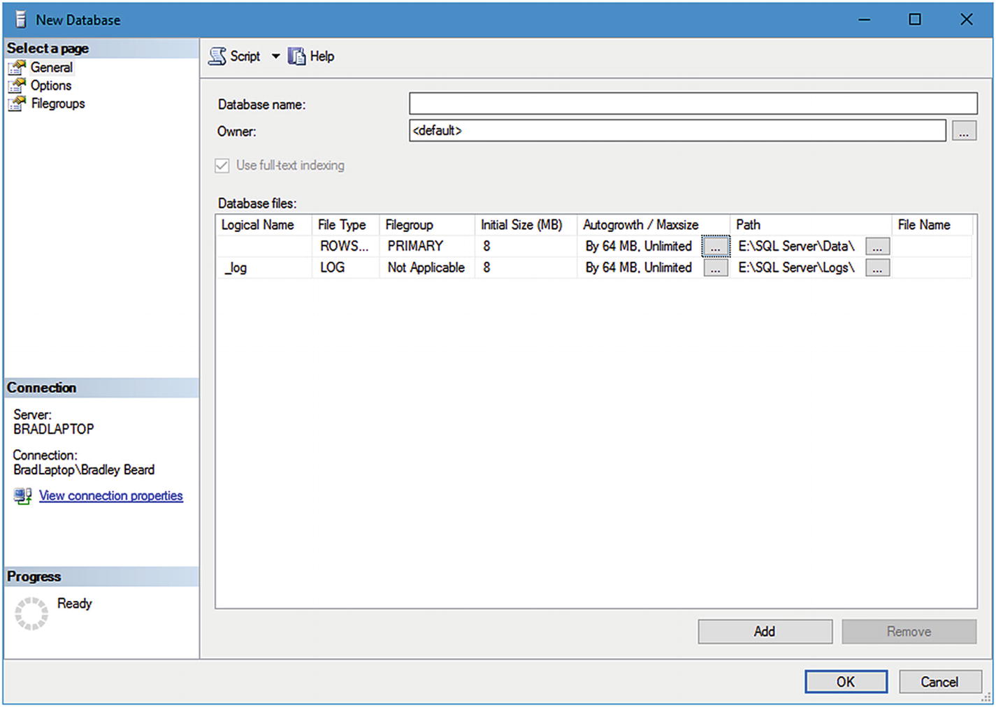 Figure 1-1 Recovery models location in New Database screen I am going to - photo 1