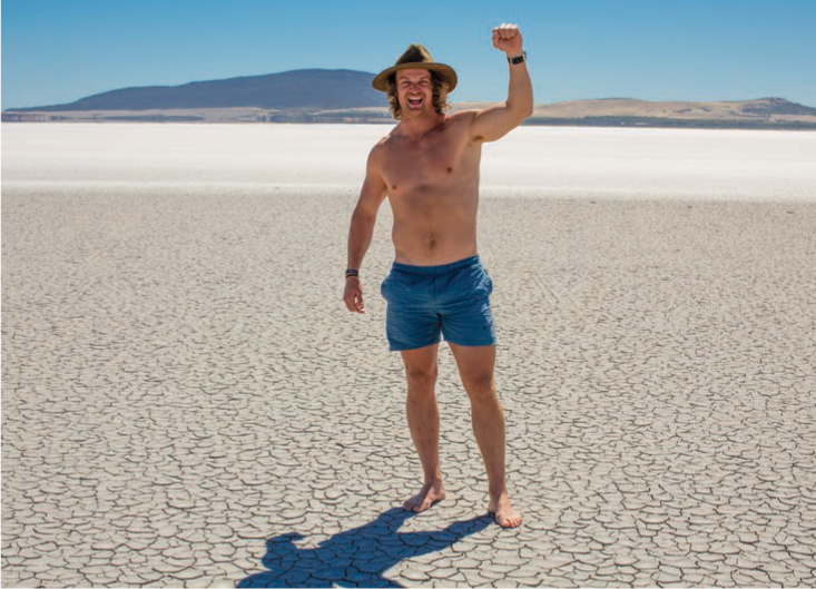 Losing my shirt at Lake Eyre 15 metres below sea level but not a drop in - photo 4