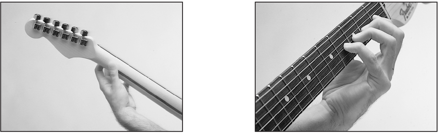 Place the first joint of your thumb on the back of the guitar neck Curl your - photo 5