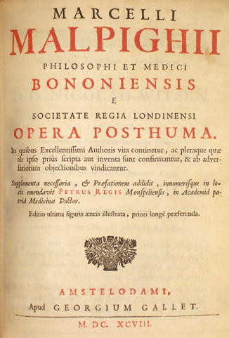 Fig 14 The first page of Malpighis Opera Postuma published in Amsterdam in - photo 4