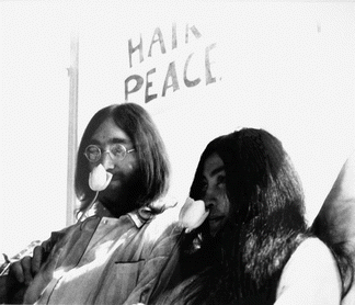 Hair Peace John Lennon and Yoko Ono Amsterdam 1969 BW photo by Nico - photo 1