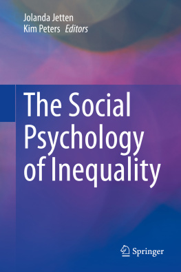 Jolanda Jetten The Social Psychology of Inequality