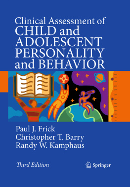 Paul J. Frick Christopher T. Barry - Clinical Assessment of Child and Adolescent Personality and Behavior