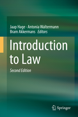 Jaap Hage Antonia Waltermann Introduction to Law