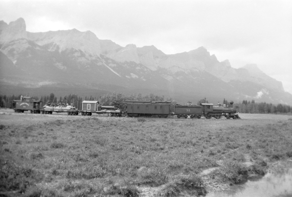 Canadian Pacific movie train on set action shot at Canmore Rundle Mountain in - photo 12