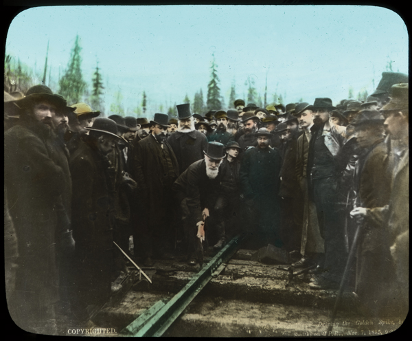 Donald Smith driving in the last spike at Craigellachie November 7 1885 - photo 2