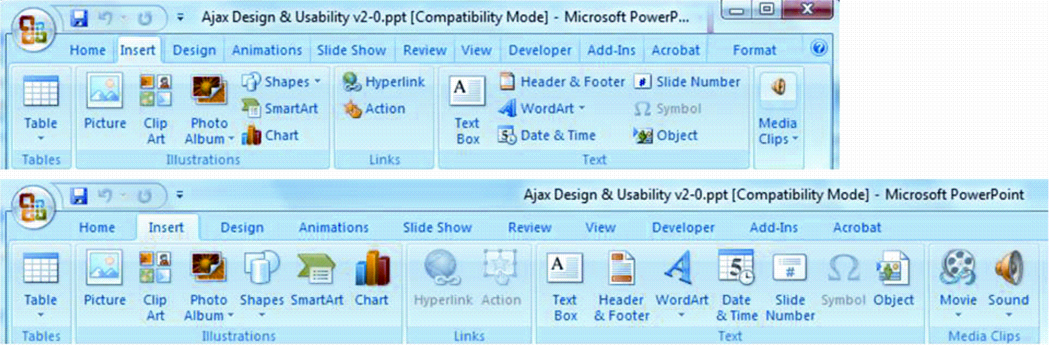 Fig 15 Two views of the same toolbar from Microsoft PowerPoint 2007 An - photo 5