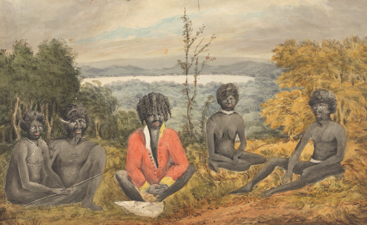 Portrait by Captain James Wallis of five unnamed Newcastle Aboriginal men and - photo 8