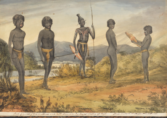 Portrait by James Wallis of five identified Newcastle Aboriginal men including - photo 9