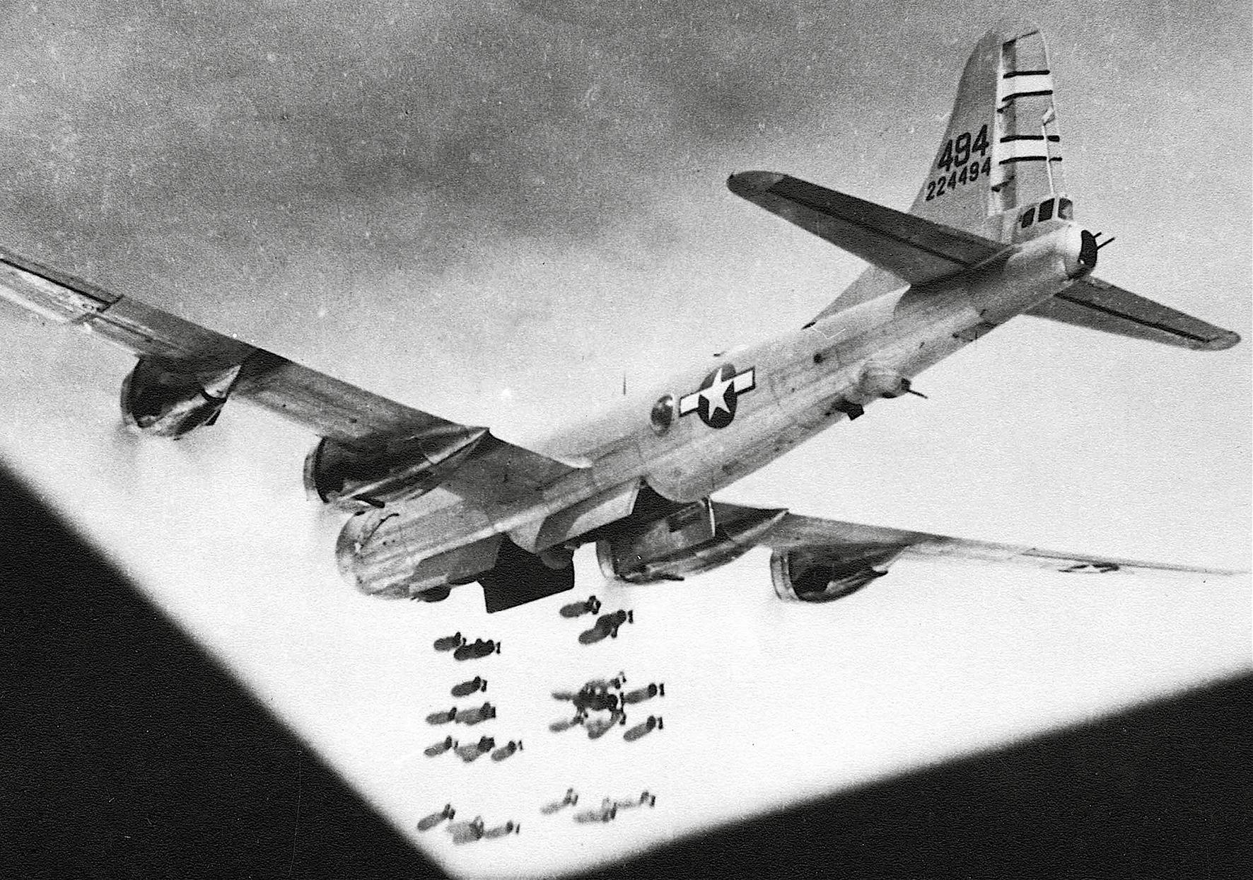 B-29 42-24494 MARY ANN of the 792nd BS468th BG releases its load of AN-M64 - photo 2