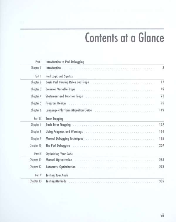 viii Debugging Perl Troubleshooting for Programmers Chapter 14 Breaking Your - photo 7